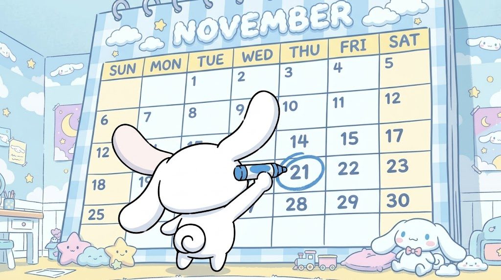 Calendar with November 21 circled